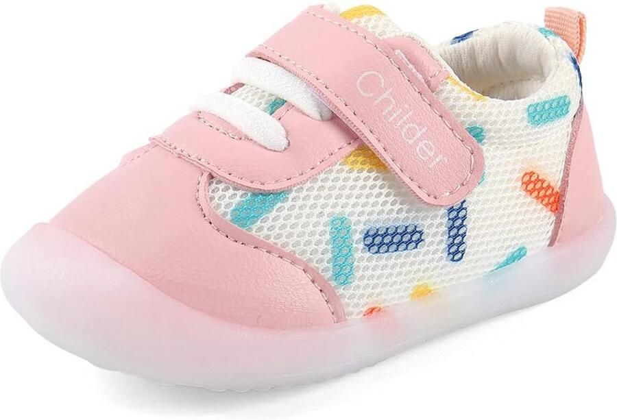 Zachte baby loopschoenen voor en met anti-slip rubber Roze