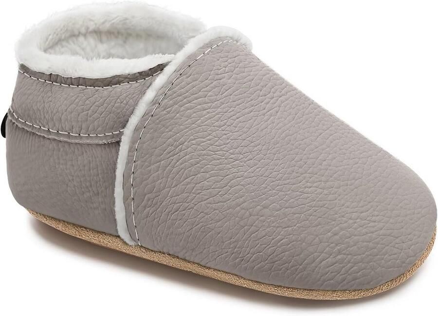 Zachte Baby Slofjes Leer met Suède Zooltjes Geschikt voor Kruipen en Eerste Stapjes