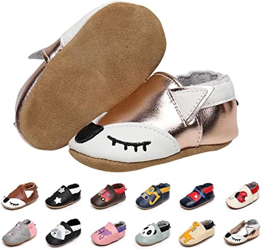Zachte Babyschoenen voor Meisjes Eerste Stappen in Suède met Cartoonpatroon
