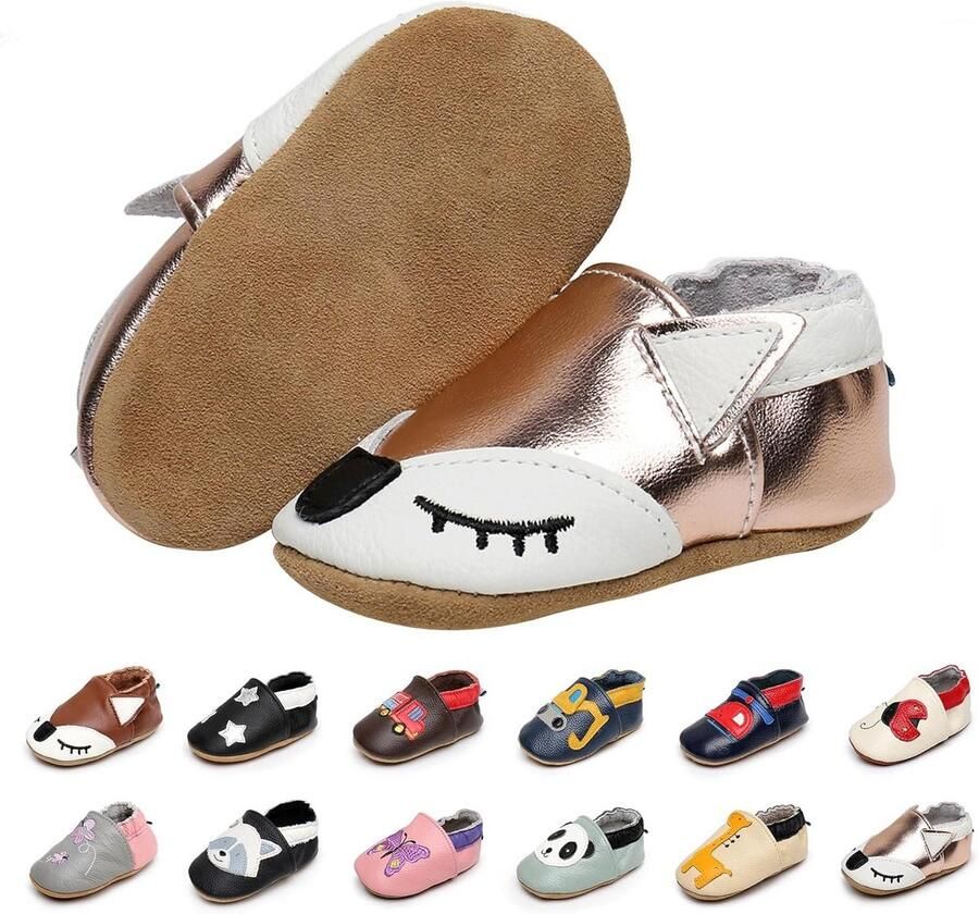 Zachte Babyschoenen voor Meisjes Eerste Stappen in Suède met Cartoonpatroon