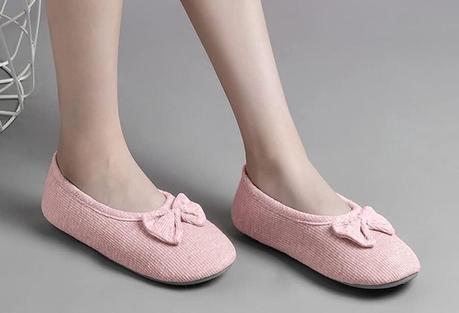 Zachte ballerinaslippers voor dames en meisjes met schattige strik warme en comfortabele pantoffels voor binnengebruik ideaal voor slaapkamer en woonkamer