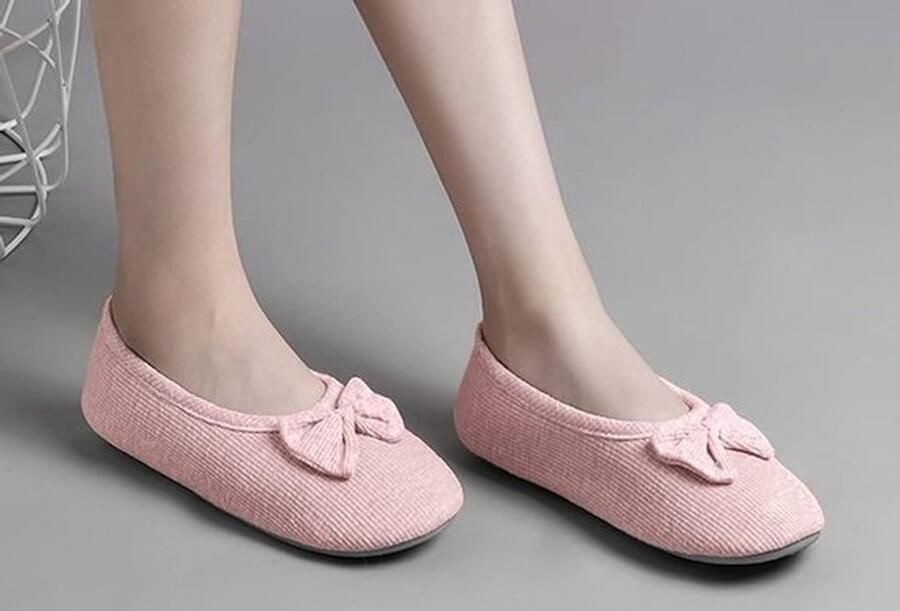Zachte ballerinaslippers voor dames en meisjes met schattige strik warme en comfortabele pantoffels voor binnengebruik ideaal voor slaapkamer en woonkamer