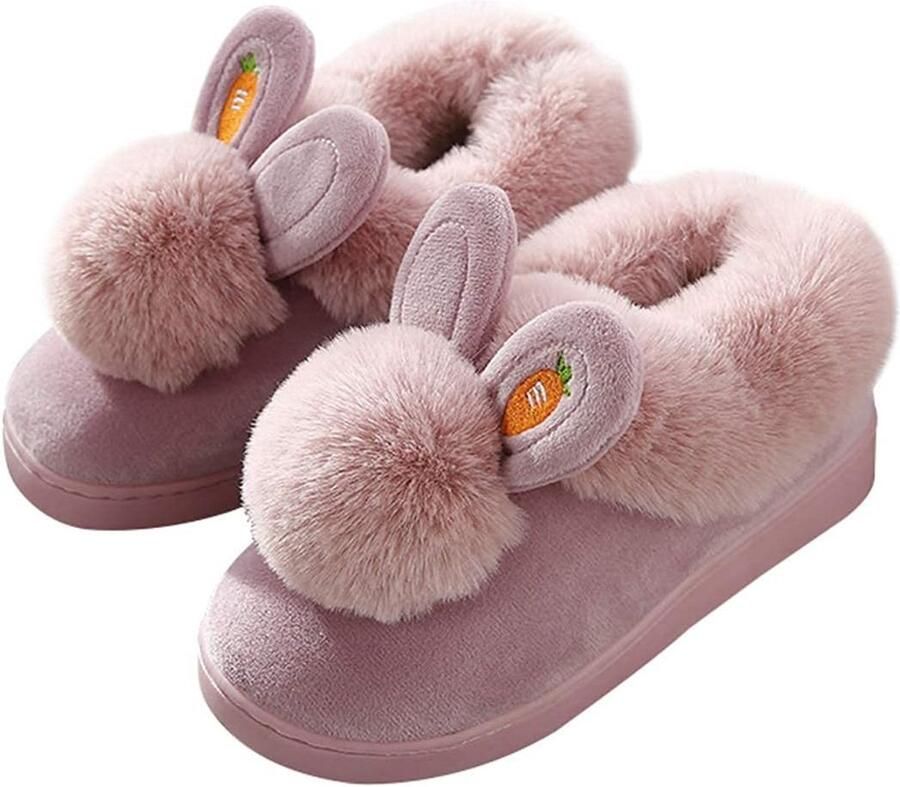 Zachte Bunny Konijnen Muiltjes Dames met Comfortabel Memory Foam voor Binnen
