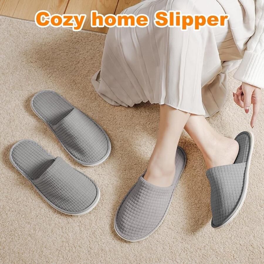 Zachte Coral Velours Reisslippers met Dikke 7mm Zolen Herbruikbare Antislip Spa Slippers voor Thuis Hotel en Gasten