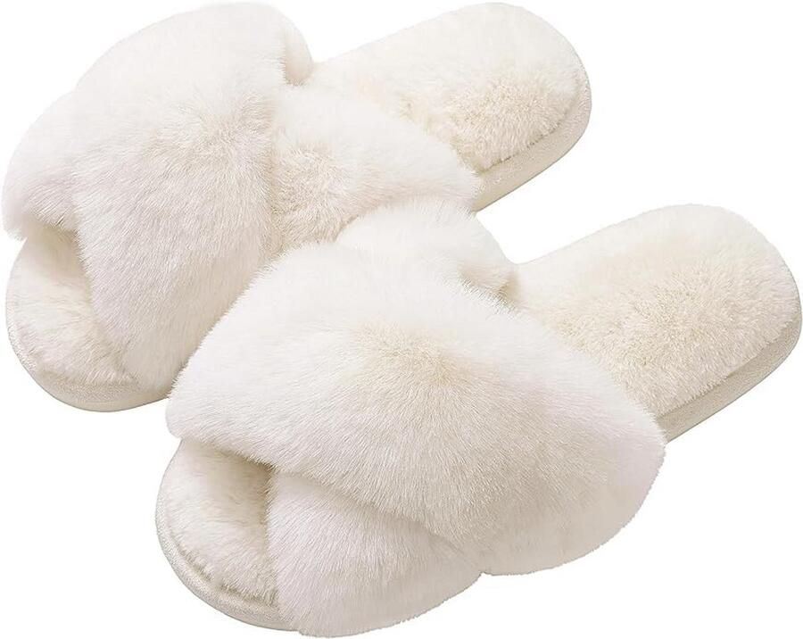 Zachte Dames Slippers met GeheugenFoam en Dons Winter Slippers met Open Teenzolen