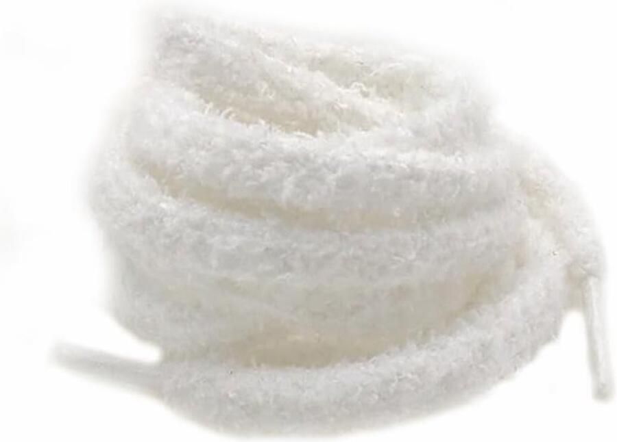 Zachte Elastische Veters 2 Paar 8mm Ronde Fuzzy Schoenveters Wit Ideaal voor Sneakers en Canvas Schoenen Comfort en Stijl