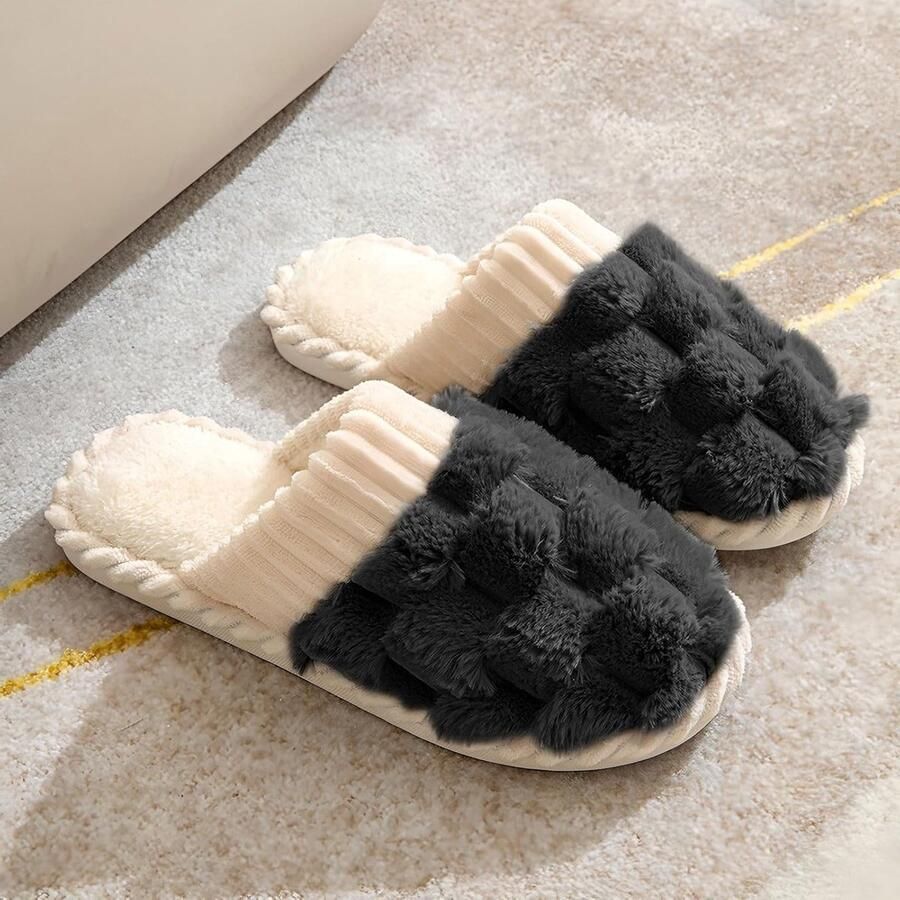 Zachte en comfortabele fluffy slippers voor dames met geheugenschuim en antislipzool ideaal voor thuisgebruik