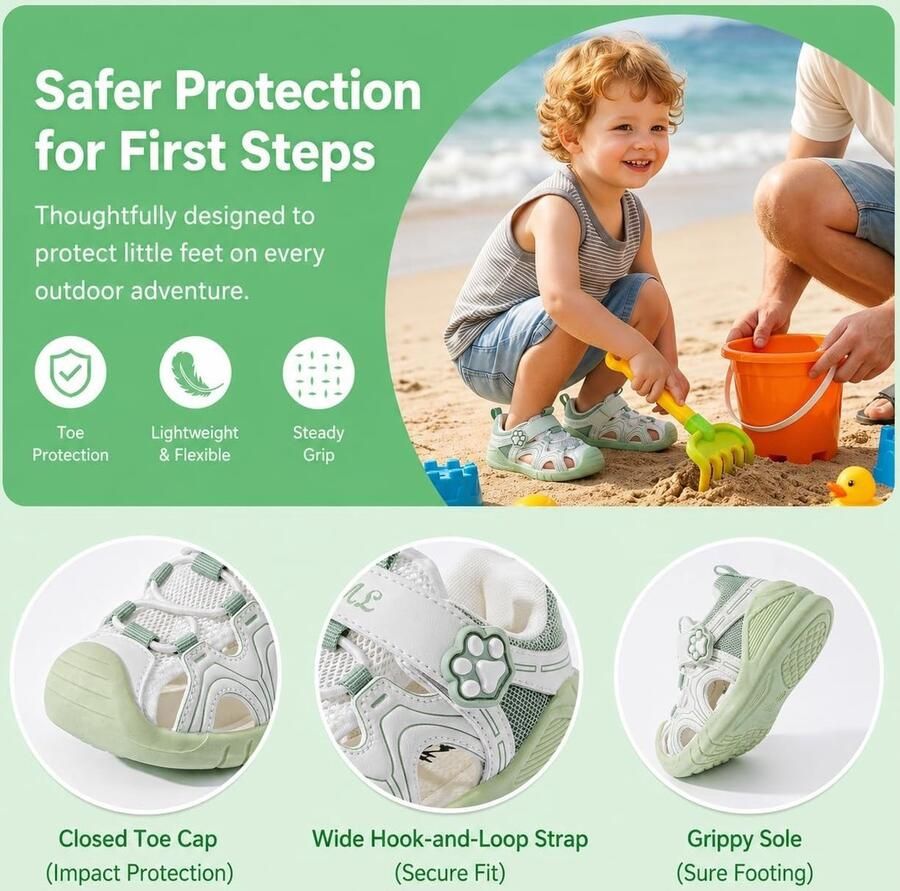 Zachte en comfortabele hardloopschoenen en sandalen voor peuters waterdichte zomerschoenen met teenbescherming en sluiting ideaal voor het strand en buitenactiviteiten