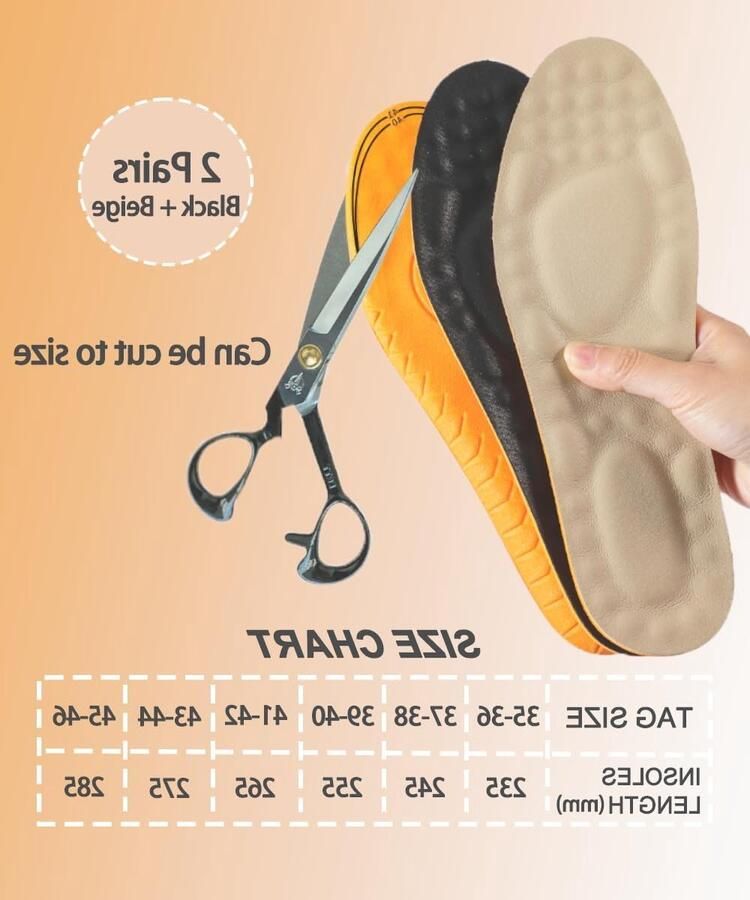 Zachte en Comfortabele Memory Foam Inlegzolen voor Wandelschoenen Sneakers en Laarzen (Beige + Zwart) Ideaal voor en )
