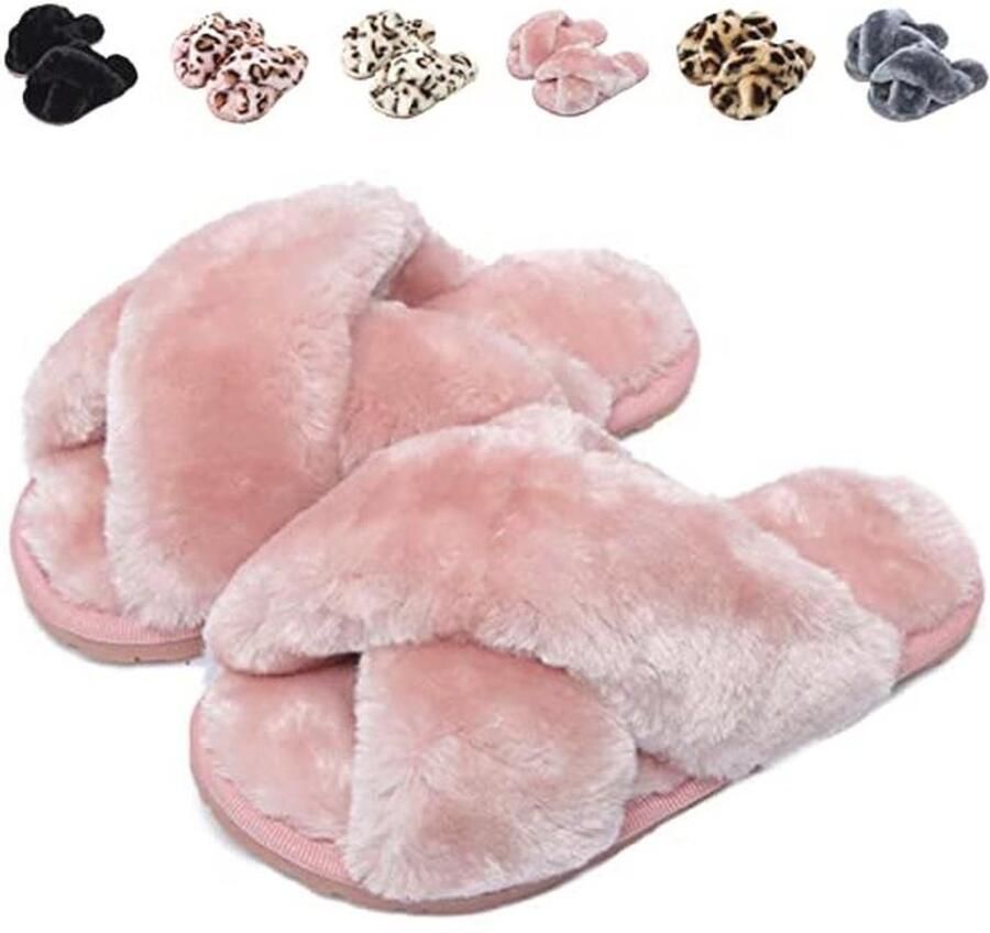 Zachte en Comfortabele Pluche Pantoffels voor Dames en Meisjes Antislip Slippers voor Binnen