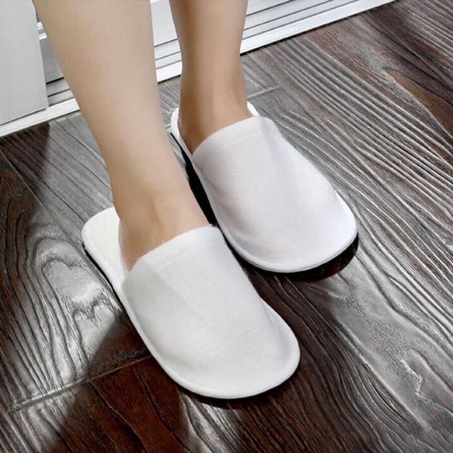 Zachte en comfortabele wegwerpslippers voor hotels en spa's antislip zool 2 paar wit voor nen en