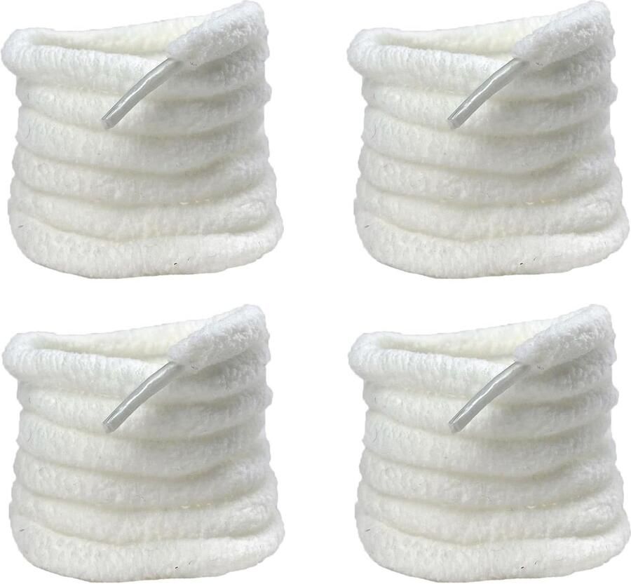 Zachte en Dikke Veters voor Sneakers en Tarpaulin Schoenen 4 Paar Pluche Ronde Veters van 8mm Ideaal als Vervangende Schoenveters Fluffy en Comfortabel