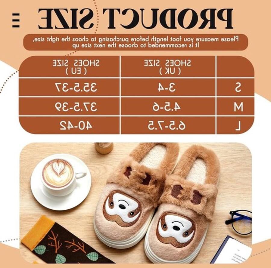 Zachte en Fluffy Sloth Slippers met Bijpassende Sokken voor Dames Ideale Kerstcadeaus Warme en Comfortabele Binnen Schoenen met Antislip Onderkant