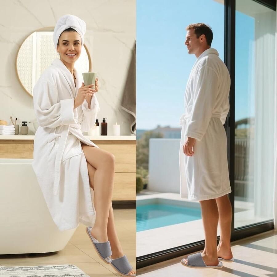 Zachte en Herbruikbare Badslippers voor nen en Antislip Binnen Slippers met 12mm Dikke Zool voor Gasten Ideaal voor Thuis en Hotels Grijs