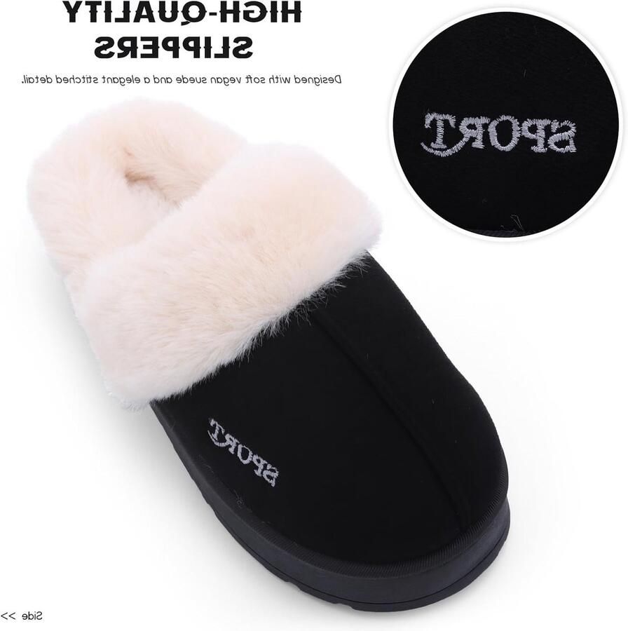 Zachte en warme pantoffels voor dames met antislip zool pluche fleece voering ideaal voor binnen en buiten gebruik