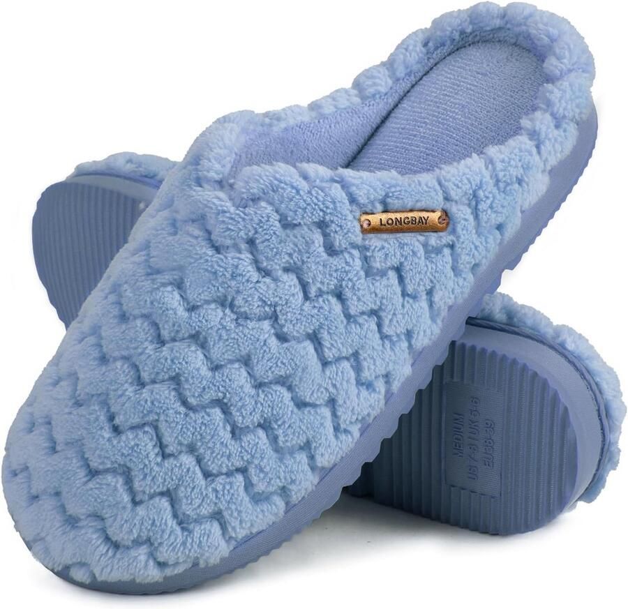 Zachte Flanellen Instappers met Traagschuim voor Dames Binnen en Buiten