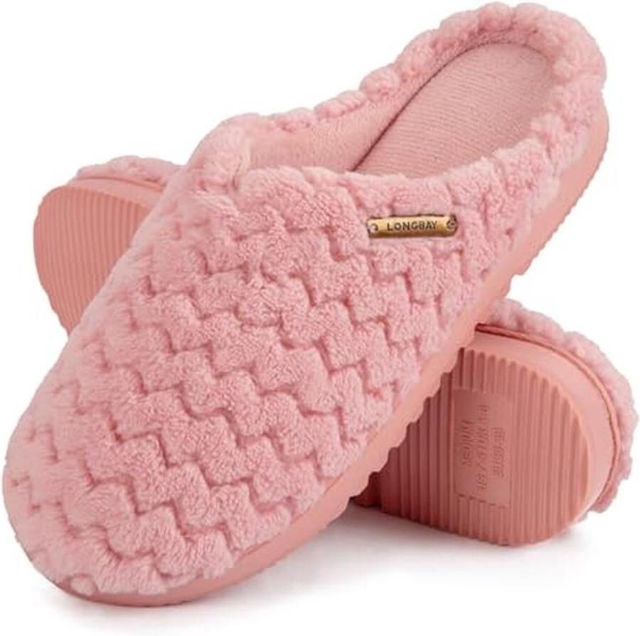 Zachte flanellen traagschuim pantoffels voor dames Comfortabele instappers voor binnen en buiten