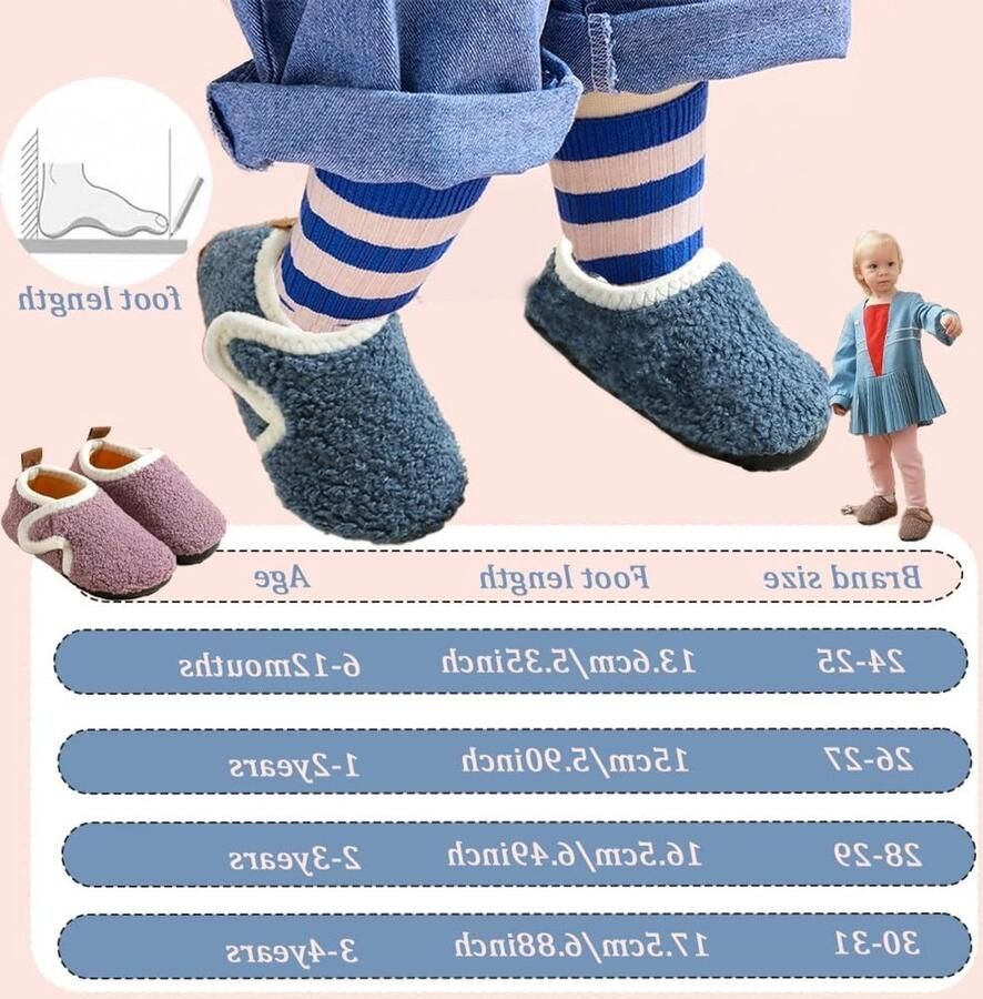 Zachte Fleece Babyslippers voor en met Antislip Zolen Warme Pluche Sokken voor Kinderen van Ideaal voor Kruidende Kinderen