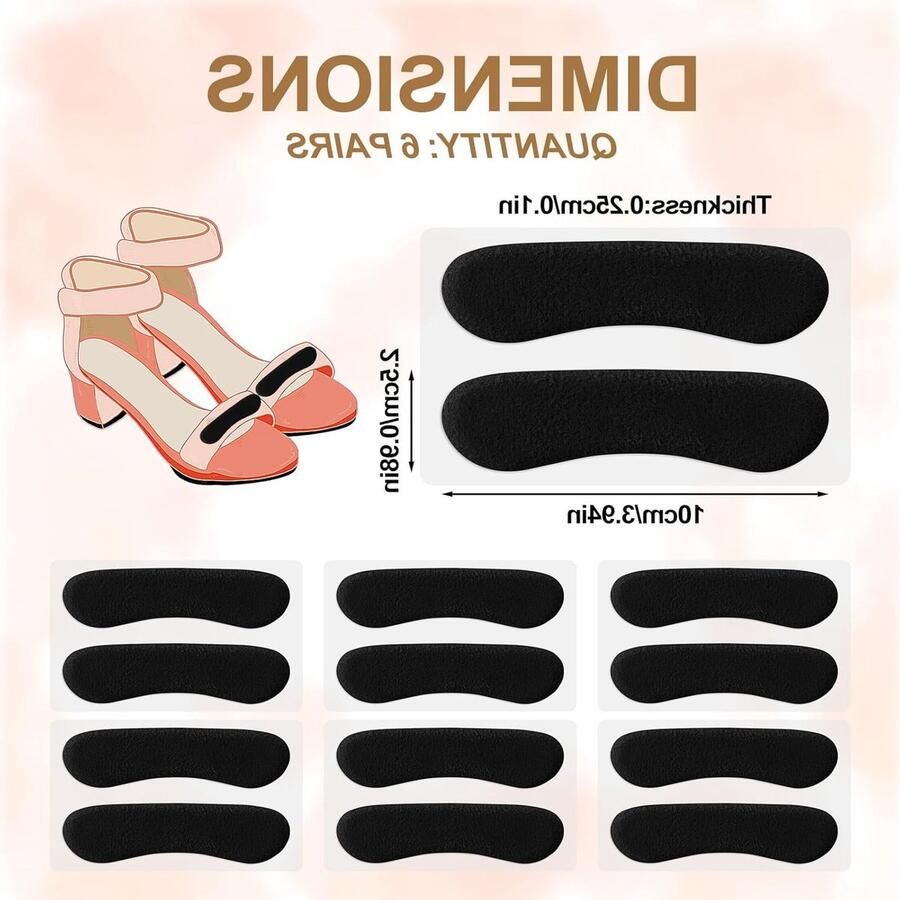 Zachte Kussens voor Sandalen Zelfklevende Band Strips voor Losse Schoenen Voorkom Wrijving en Slipgevaar met 6 Stuks (Zwart)