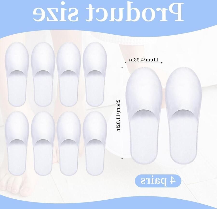 Zachte Koraal Velours Slippers Comfortabele Wegwerp Slippers voor Hotel Spa Sauna en Thuisgebruik 4 Paar Witte Slippers met Linnen Zool