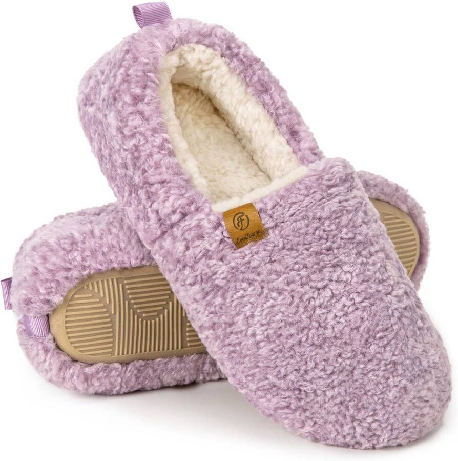 Zachte krullende pantoffels voor dames met traagschuim en polar fleece