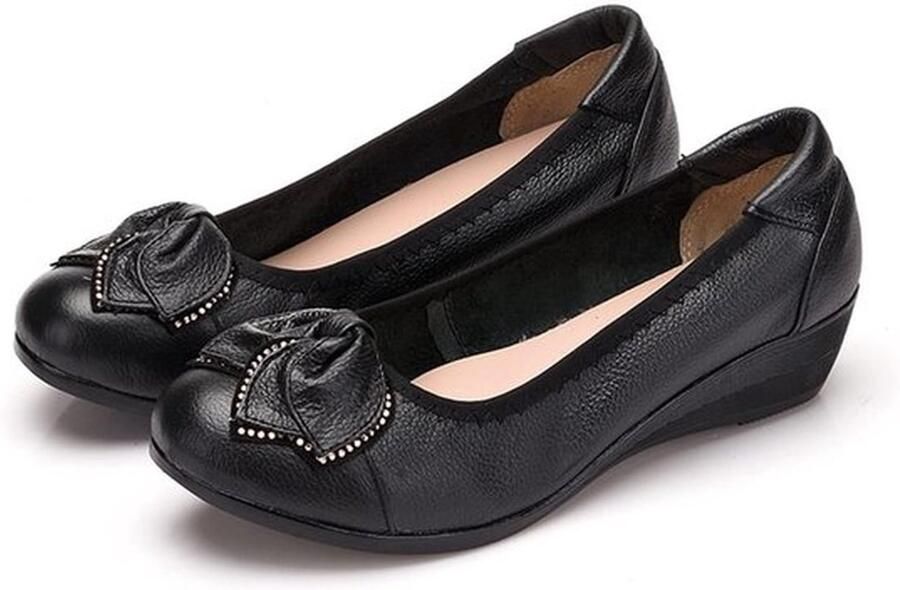 Zachte Lederen Loafers Casual Dames Schoenen Zwart Comfortabele Platte Schoenen Casual & Dressy