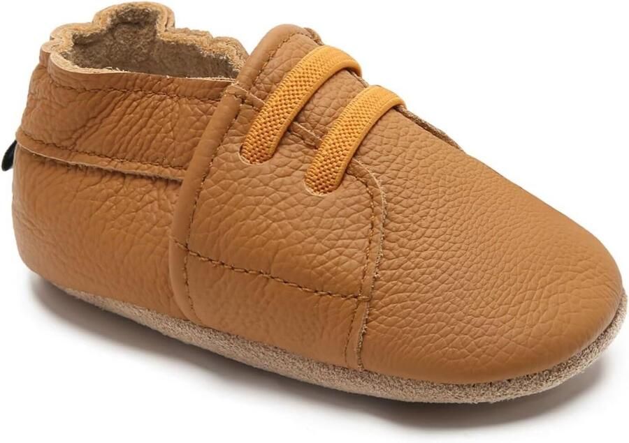 Zachte Leren Baby Slofjes met Suède Zolen voor en