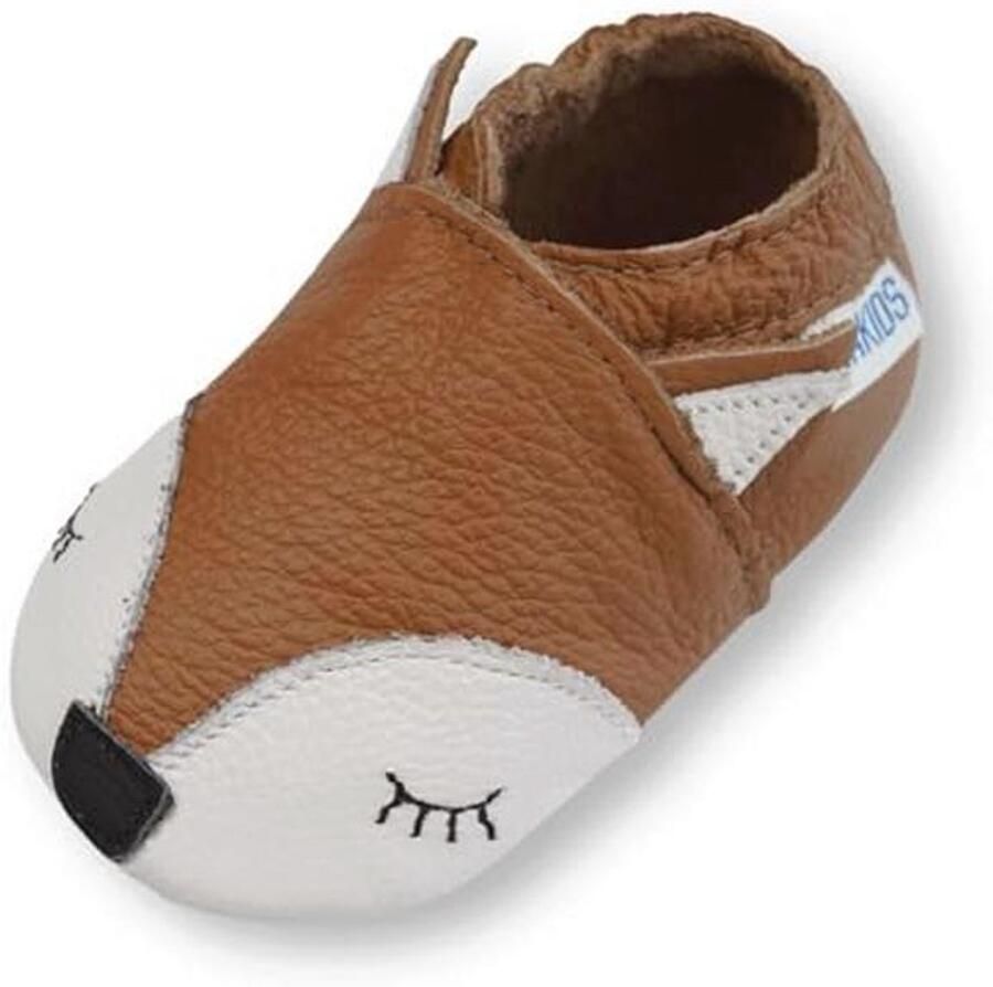 Zachte leren babyschoenen voor en