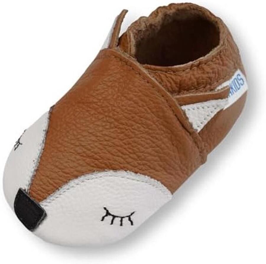 Zachte leren babyschoenen voor en