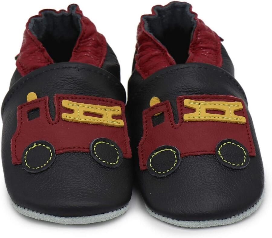 Zachte leren babyslofjes met suède zool voor kruipen en lopen