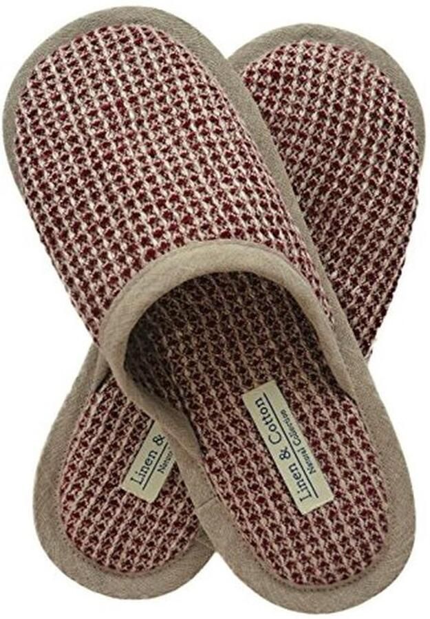 Zachte Lichte Wafelpique Huis Slippers Pantoffels voor en 100% Linnen en Katoen