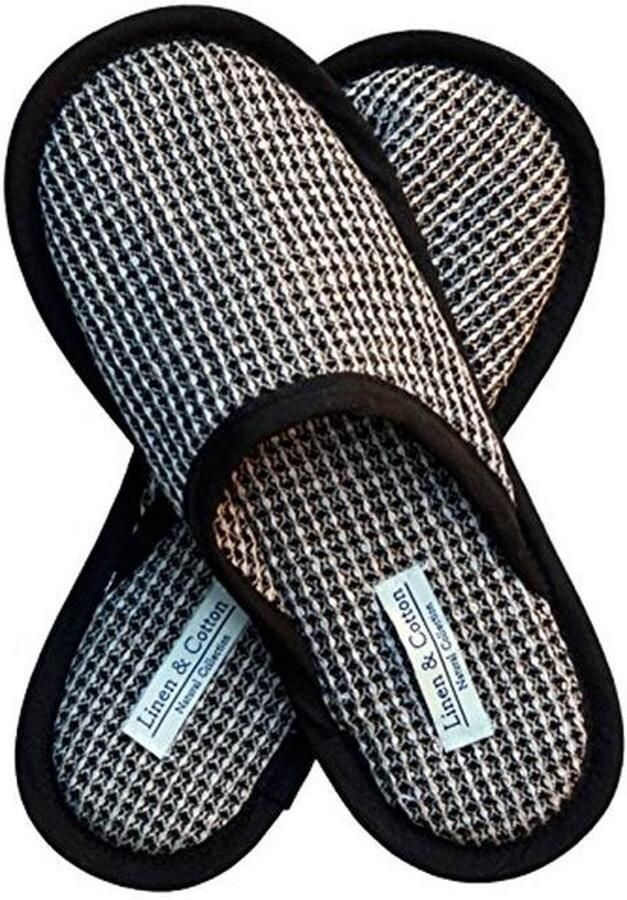Zachte Lichte Wafelpique Huis Slippers Pantoffels voor en in Linnen en Katoen