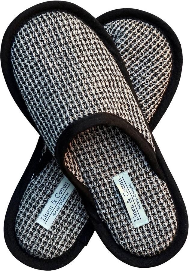 Zachte Linnen en Katoen Wafelpique Slippers voor en