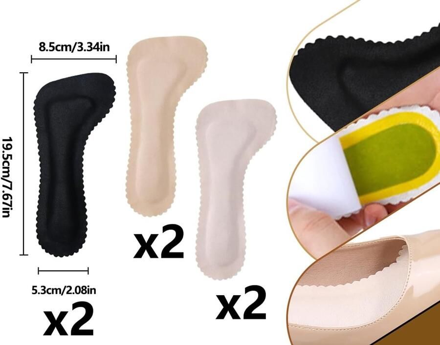 Zachte niet-slip zelfklevende inlegzolen voor schoenen Zweetabsorberende voetbedden voor dames ideaal voor hoge sandalen en comfort