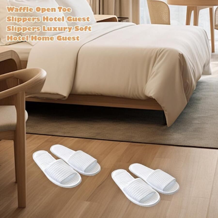 Zachte Open Teen Slippers voor Thuis en Hotel Witte Spa Slippers voor nen en Perfect voor Gastgebruik en Feestjes
