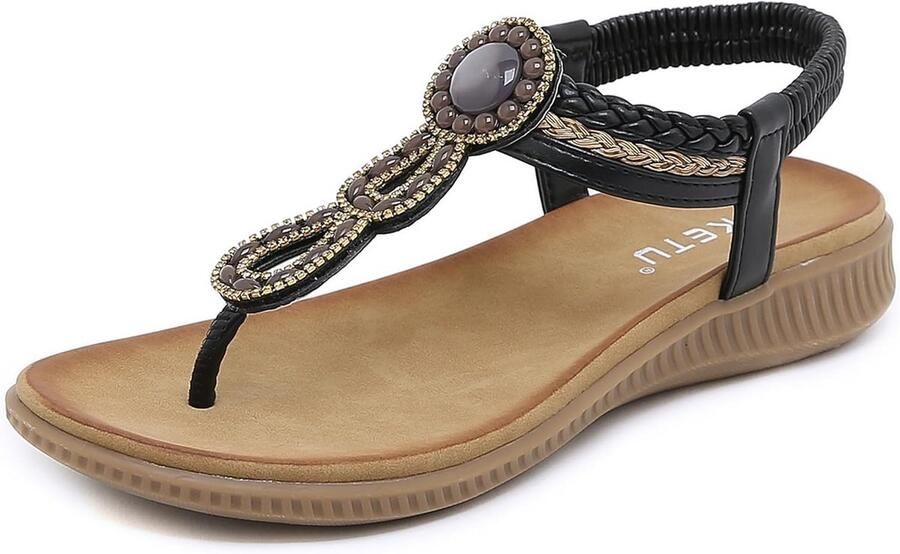 Zachte Platte Zomersandalen voor Dames met Strass Versiering
