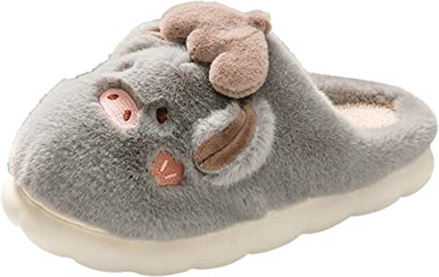 Zachte pluche antislip pantoffels voor en warme indoor slippers
