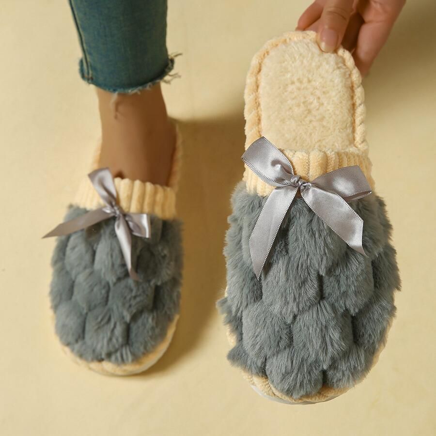 Zachte pluche katoenen pantoffels Smiley Sloffen Warme huisslippers Winterslippers Geschikte voetlengte Pantoffels grijs