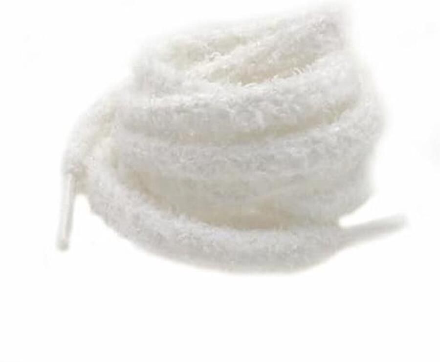 Zachte Pluche Schoenveters 2 Paar 8mm Ronde Fuzzy Veters Wit voor Sneakers en Canvas Schoenen