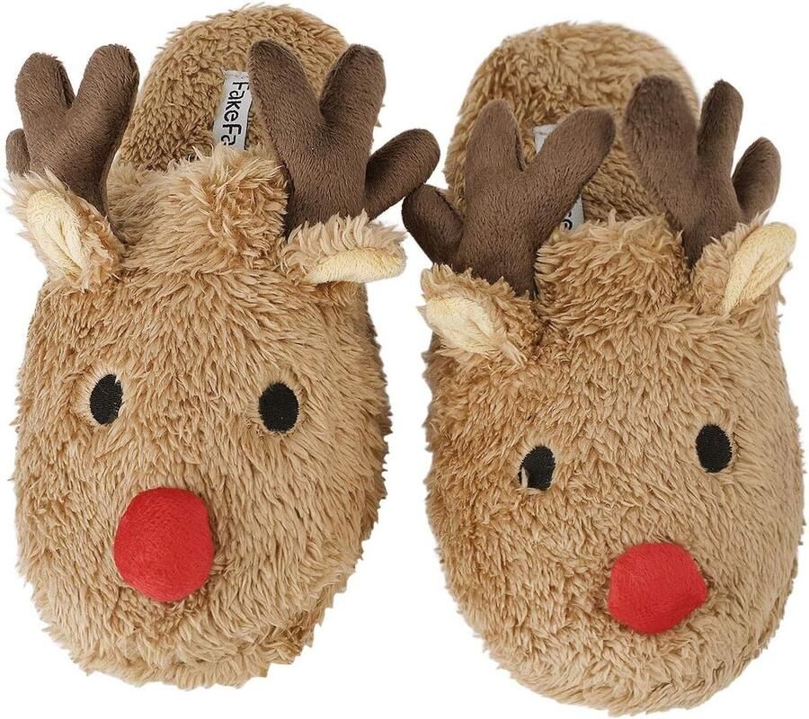 Zachte Pluche Slippers voor Stellen met Schattige Rendier Antlers Ideaal voor Winter Herfst en Lente