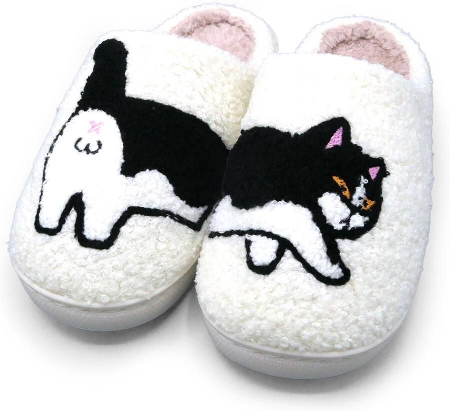 Zachte pluche sloffen voor de echte cat lover grappige dames pantoffels met kat kerstkado