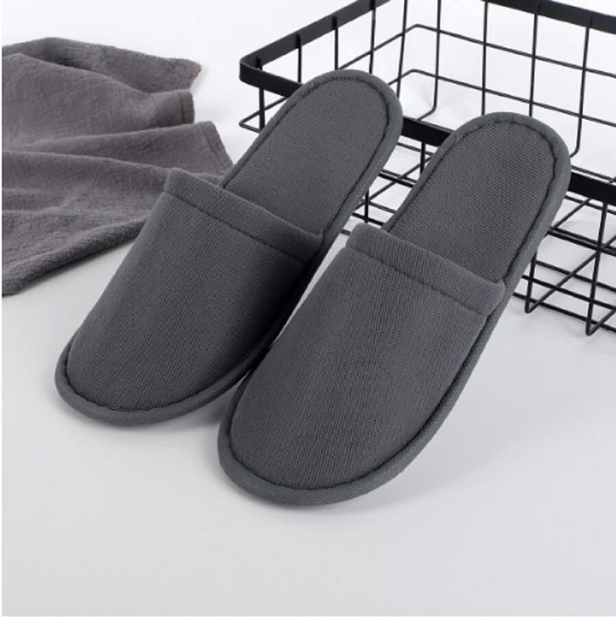 Comfortabele Hotel Slippers Set voor nen en 4 Paar Badslippers in Universele Maat voor Thuis en Kantoor (Grijs)