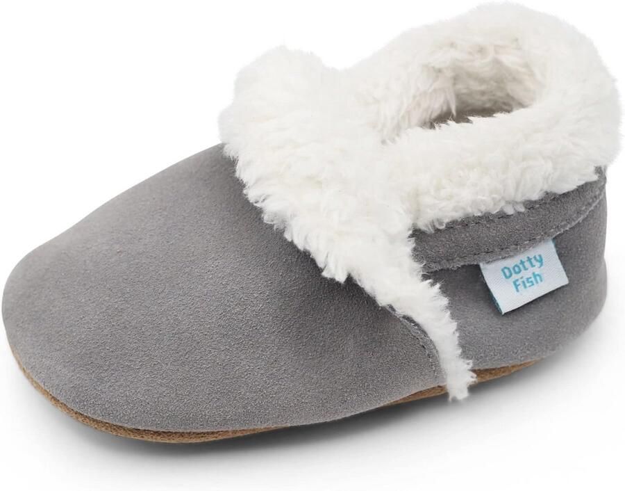 Zachte Suede Baby Slofjes met Fleece Voering Uniseks Peuter Slopers met Antislip Zool voor Binnen en Buiten Flexibel en Comfortabel voor Pasgeborenen tot