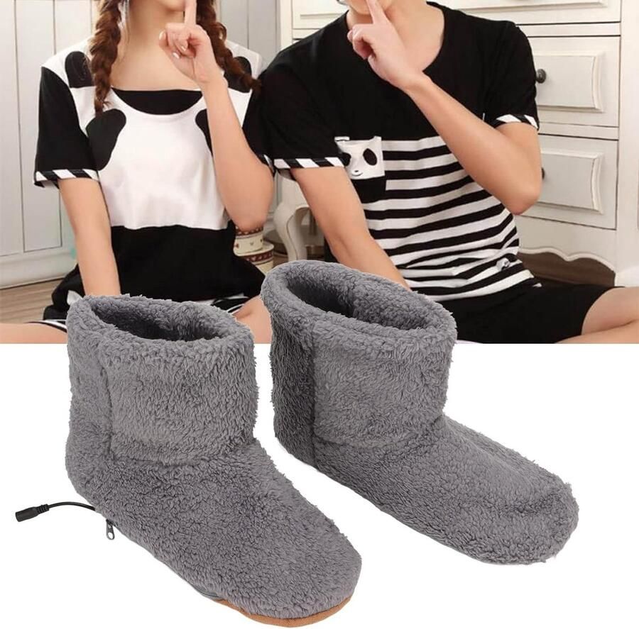 Zachte verwarmde voetslippers met enkelbedekking USB-oplader comfortabele verwarmde schoenen voor koude winterdagen
