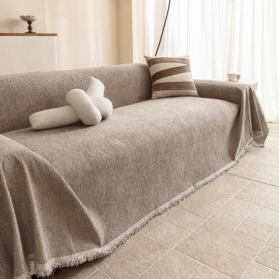 Zand bankovertrek plaid overtrek in effen kleur bankovertrek beschermer van corduroy 180 x bankovertrek bankbescherming voor 2 3-zitsvorm bed gezellige hoek hond kat