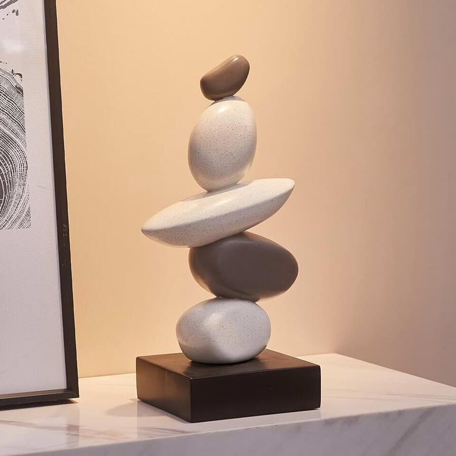 Zandsteen sculptuur decoratie moderne harssteen sculpturen salondecoratie wit en grijs beeld plank boekenkast geschenken voor veel geluk
