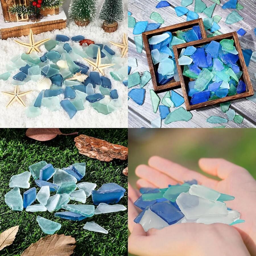 Zeeglas voor knutselwerk 340 g vlak gematteerde zeeglasstukken ter decoratie als vazenvulling en aquariumsieraden gehakt knutselbenodigdheden voor strandbruiloften en woonruimtedecoratie
