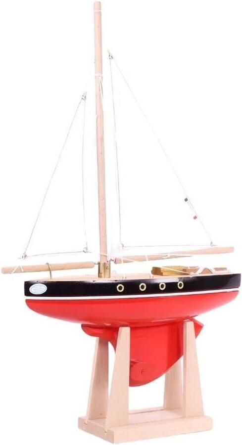 Zeilboot Speelgoed Houten Boot Waterpret Handgemaakt Beukenhout Rood