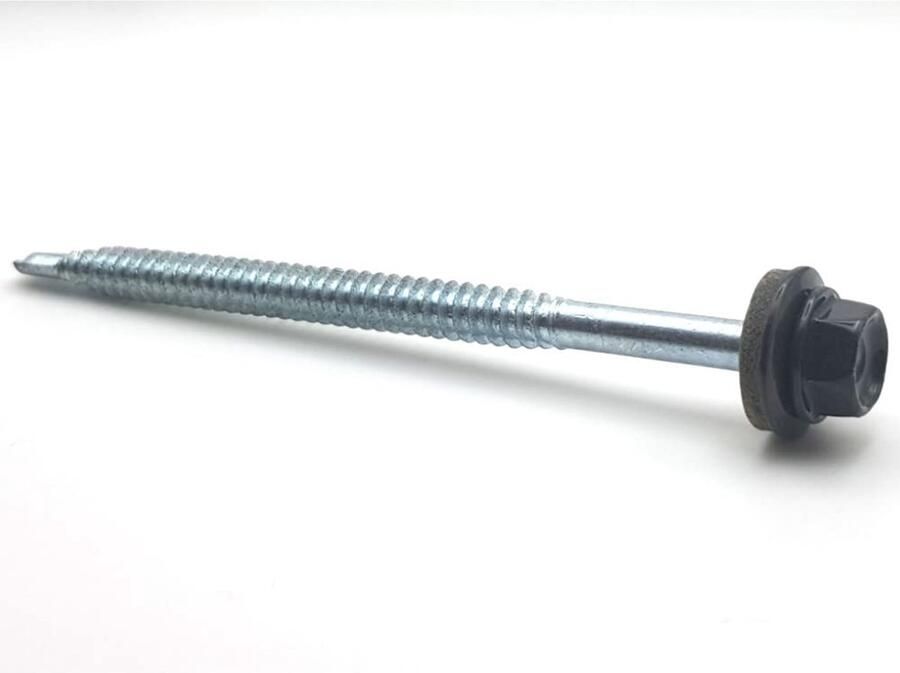 Zelfborende schroeven 6 3 x 100 mm RAL 7016 antracietgrijs met EPDM-sluitring zeskantkop verzinkt stalen dragers per stuks