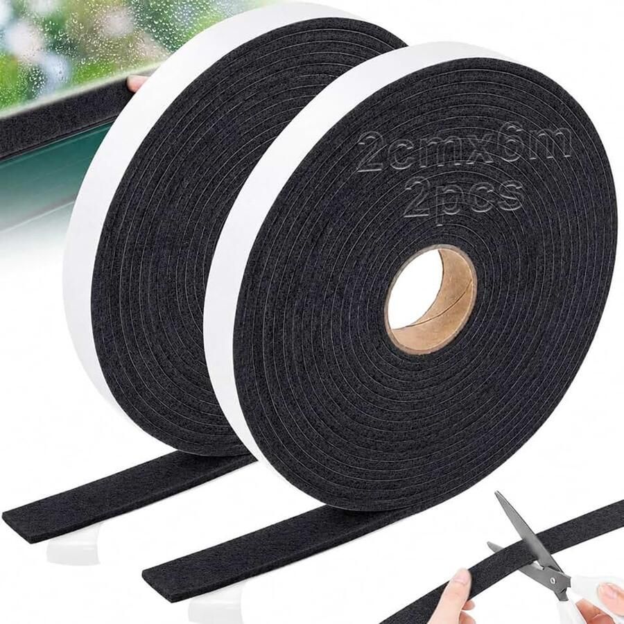 Zelfklevend 2 rollen viltrol zelfklevend 6 m x 4 mm zwart Viltstrips zelfklevende viltglijders meubelvilt ter bescherming van bank tafelpoten stoelpoten ramen